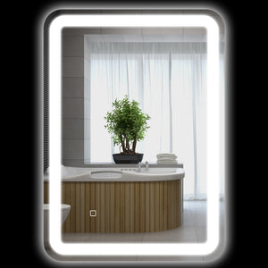 LED Badspiegel 50x70cm Touch-Schalter Anti-Beschlag Silber