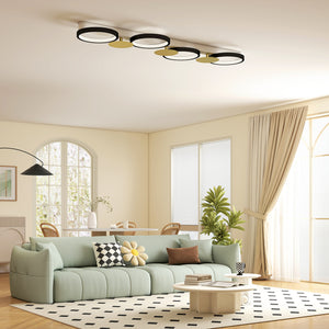 LED Deckenleuchte dimmbar mit Fernbedienung für Wohnzimmer schwarz gold