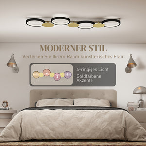 LED Deckenleuchte dimmbar mit Fernbedienung für Wohnzimmer schwarz gold