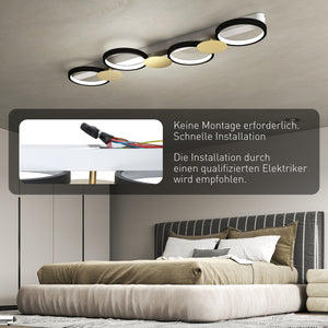 LED Deckenleuchte dimmbar mit Fernbedienung für Wohnzimmer schwarz gold