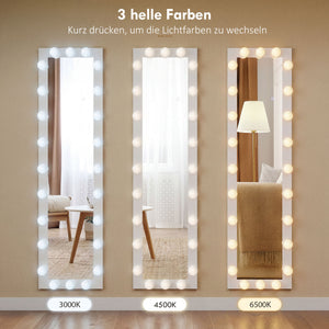 LED Ganzkörperspiegel beleuchtet freistehend 150x40cm weiss