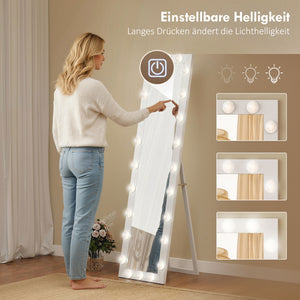 LED Ganzkörperspiegel beleuchtet freistehend 150x40cm weiss