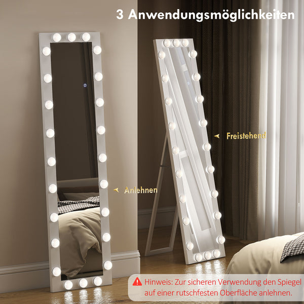 LED Ganzkörperspiegel beleuchtet freistehend 150x40cm weiss