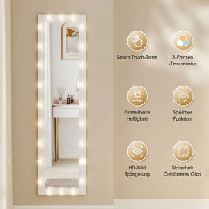 LED Ganzkörperspiegel beleuchtet freistehend 150x40cm weiss