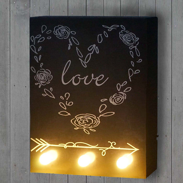 LED Leuchtbild Love – Beleuchtetes Wandbild 25x20 cm