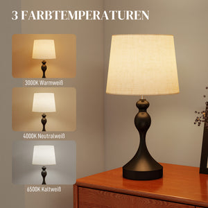 LED Nachttischlampe dimmbar mit USB Ladefunktion schwarz