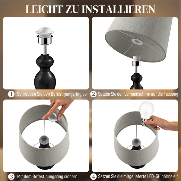 LED Nachttischlampe dimmbar mit USB Ladefunktion schwarz