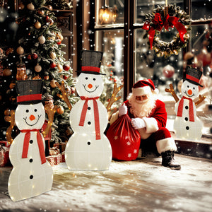 LED Schneemann Familie 3-teilig wetterfest Weihnachtsdeko aussen