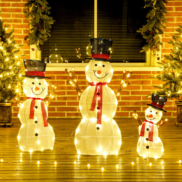 LED Schneemann Familie 3-teilig wetterfest Weihnachtsdeko aussen