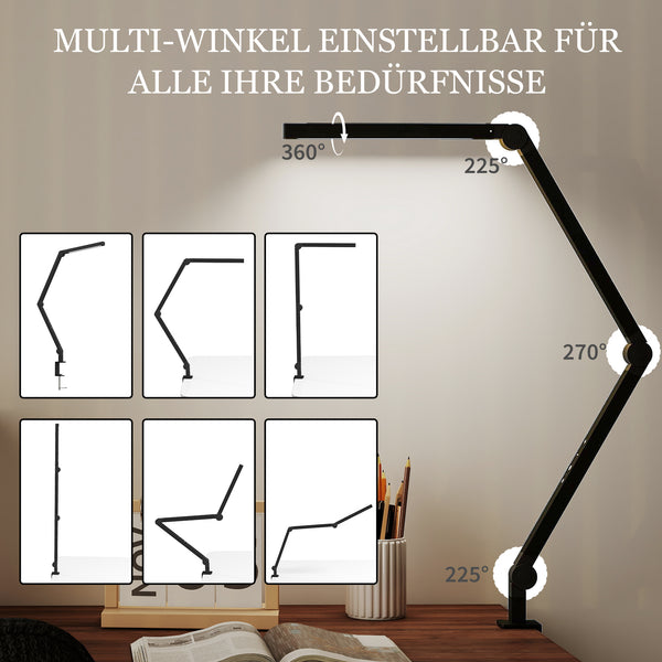 LED Schreibtischlampe dimmbar mit Klemme schwarz