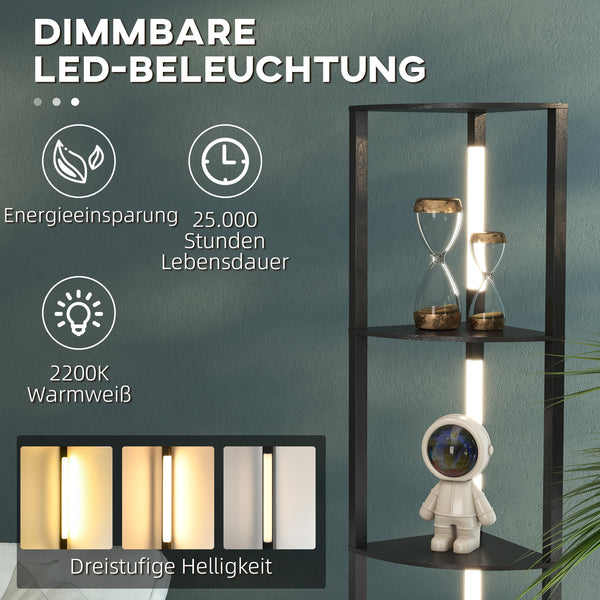 LED Standleuchte mit Eckregal dimmbar warmweiss schwarz