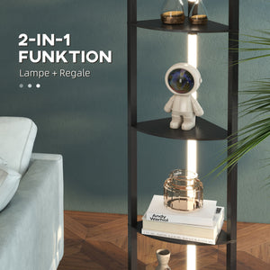 LED Standleuchte mit Eckregal dimmbar warmweiss schwarz