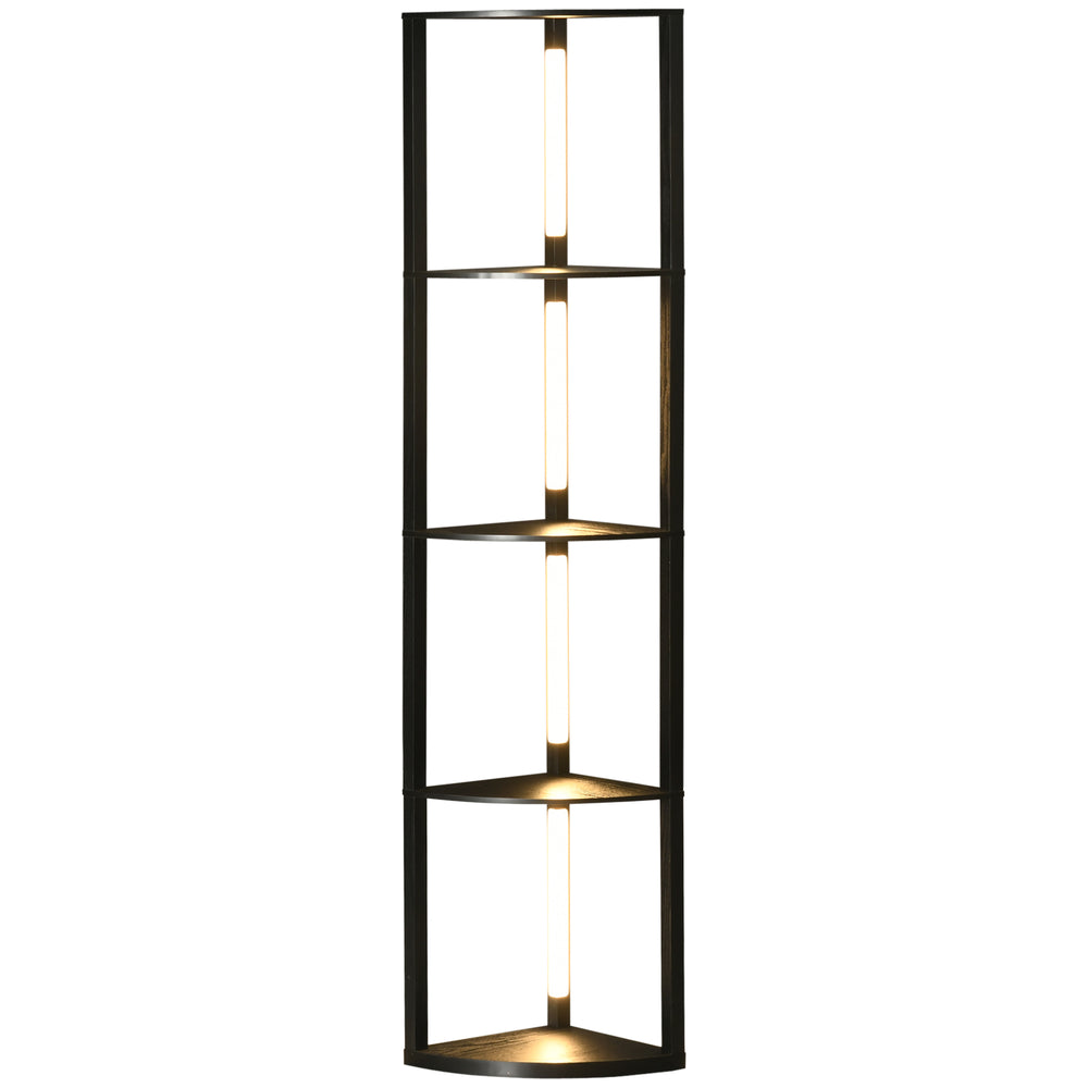 LED Standleuchte mit Eckregal dimmbar warmweiss schwarz