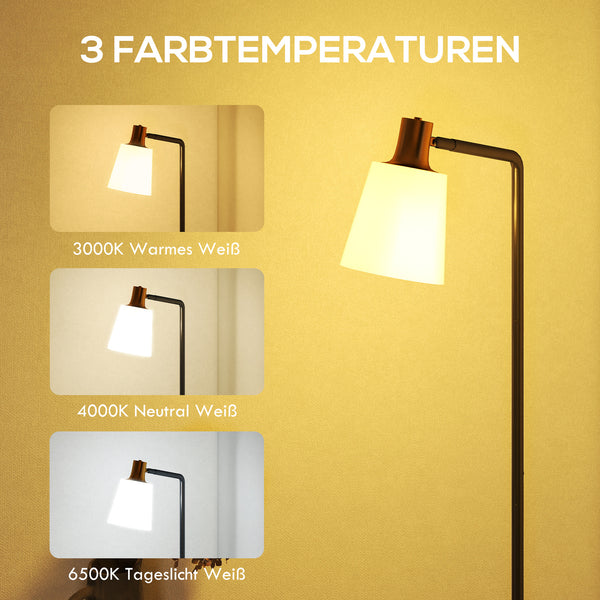 LED Stehlampe drehbar mit einstellbarer Farbtemperatur schwarz