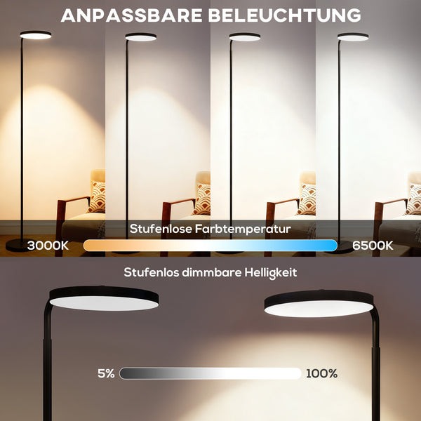 LED Stehlampe flexibel verstellbar mit Fernbedienung schwarz