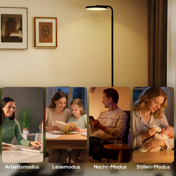 LED Stehlampe flexibel verstellbar mit Fernbedienung schwarz