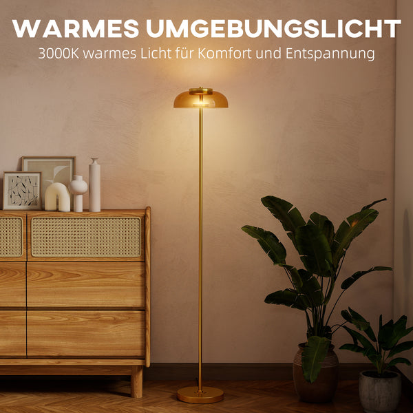 LED Stehlampe warmweiss mit Fussschalter für Wohnzimmer Messing