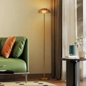 LED Stehlampe warmweiss mit Fussschalter für Wohnzimmer Messing