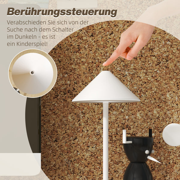 LED Tischlampe wiederaufladbar mit Touchfunktion und USB weiss
