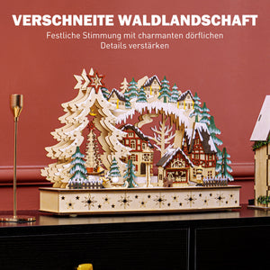 LED Weihnachtsdorf Winterlandschaft mit Waldszene & Häusern