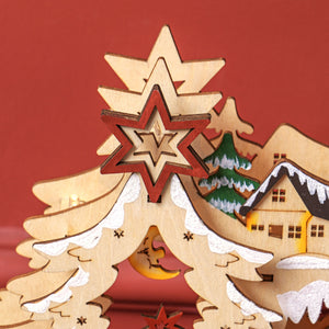 LED Weihnachtsdorf Winterlandschaft mit Waldszene & Häusern