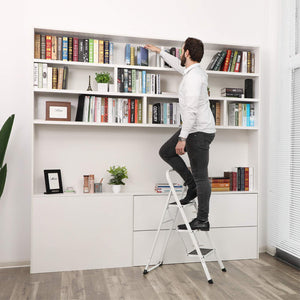 Leiter klappbar 3 Stufen Stahl Weiss