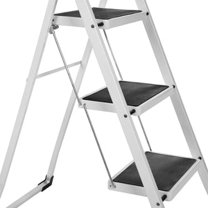 Leiter klappbar 3 Stufen Stahl Weiss