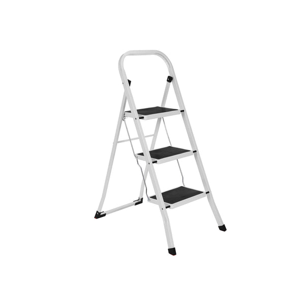 Leiter klappbar 3 Stufen Stahl Weiss