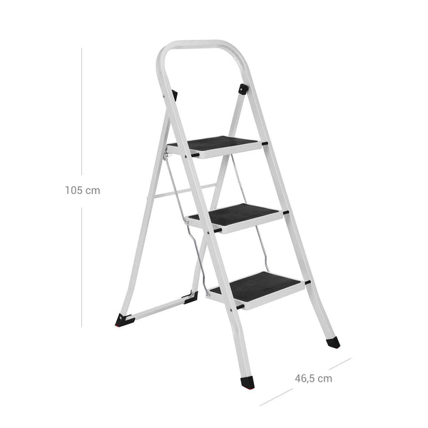 Leiter klappbar 3 Stufen Stahl Weiss