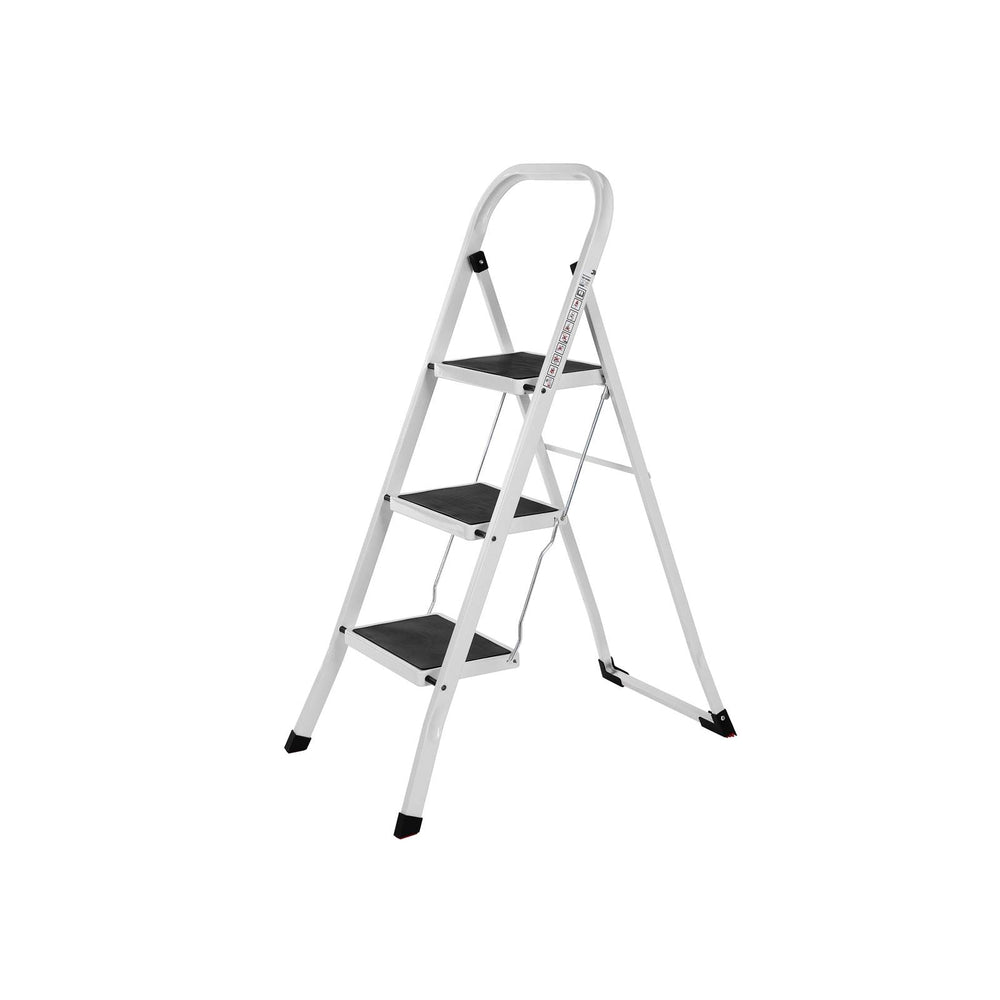 Leiter klappbar 3 Stufen Stahl Weiss