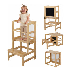 Lernturm 3in1 mit Kreidtafel ab 1 Jahr 45x45x84cm Natur