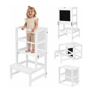 Lernturm 3in1 mit Kreidtafel ab 1 Jahr 45x45x84cm Weiss