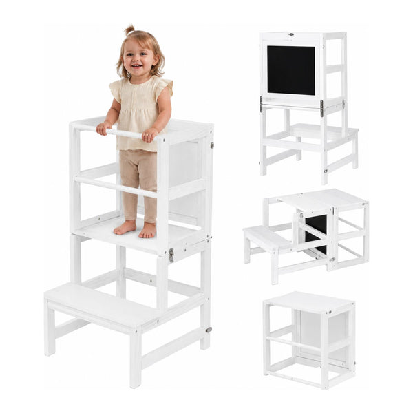 Lernturm 3in1 mit Kreidtafel ab 1 Jahr 45x45x84cm Weiss