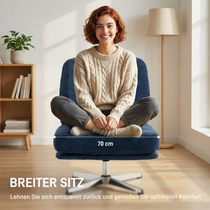Lesesessel drehbar gepolstert mit breitem Sitz dunkelblau