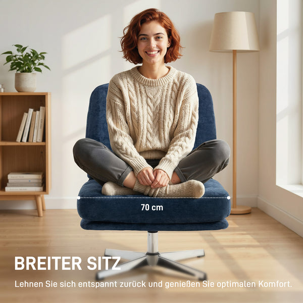 Lesesessel drehbar gepolstert mit breitem Sitz dunkelblau