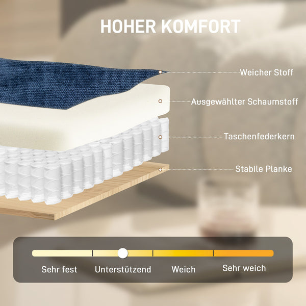 Lesesessel drehbar gepolstert mit breitem Sitz dunkelblau