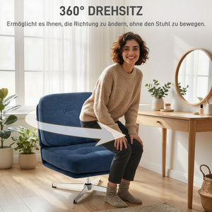 Lesesessel drehbar gepolstert mit breitem Sitz dunkelblau