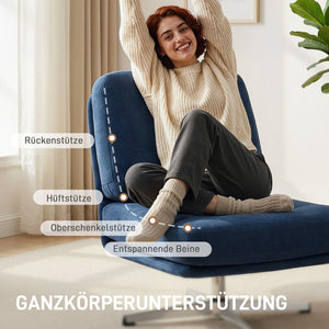 Lesesessel drehbar gepolstert mit breitem Sitz dunkelblau