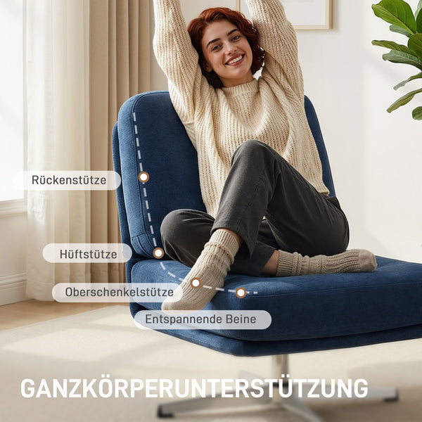 Lesesessel drehbar gepolstert mit breitem Sitz dunkelblau