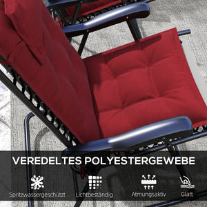 Liegenauflage für Sonnenliege wasserabweisend 2er Set weinrot