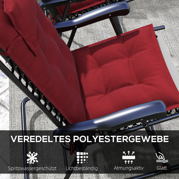 Liegenauflage für Sonnenliege wasserabweisend 2er Set weinrot