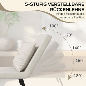Liegesessel Relaxsessel skandinavisch mit Kissen für Wohnzimmer cremeweiss