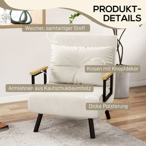 Liegesessel Relaxsessel skandinavisch mit Kissen für Wohnzimmer cremeweiss