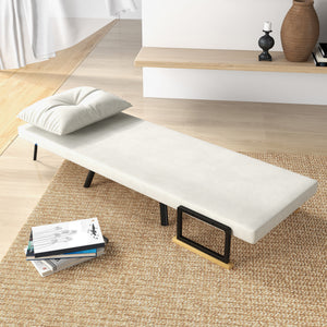 Liegesessel Relaxsessel skandinavisch mit Kissen für Wohnzimmer cremeweiss
