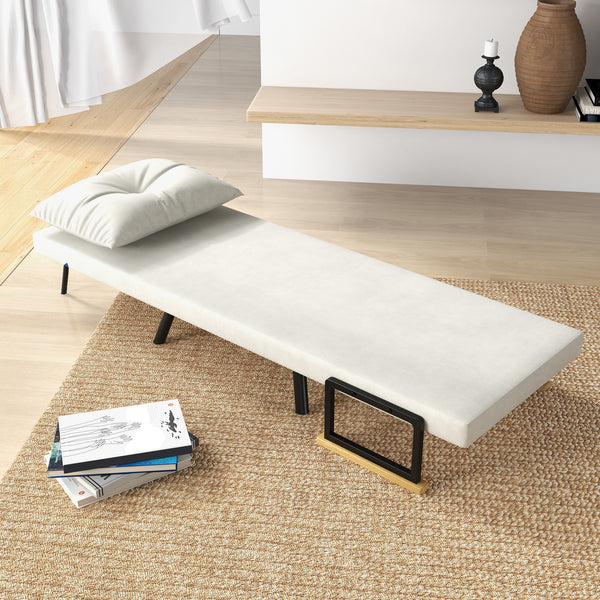 Liegesessel Relaxsessel skandinavisch mit Kissen für Wohnzimmer cremeweiss