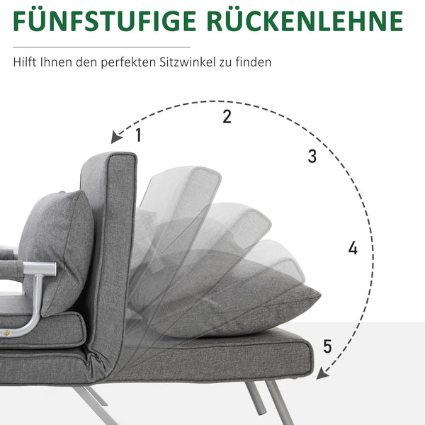 Liegesessel Relaxsessel mit Liegefunktion und Gästebett grau