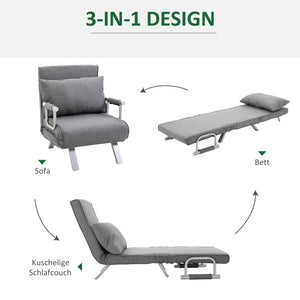 Liegesessel Relaxsessel mit Liegefunktion und Gästebett grau