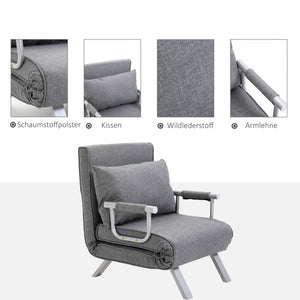 Liegesessel Relaxsessel mit Liegefunktion und Gästebett grau