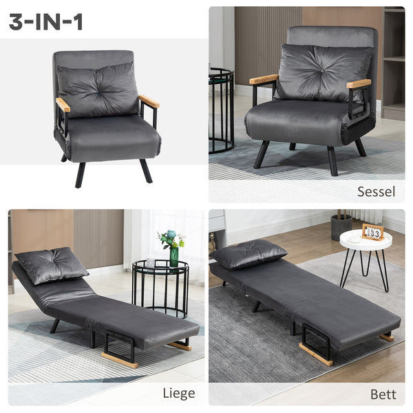 Liegesessel Relaxsessel skandinavisch mit Kissen schwarz natur