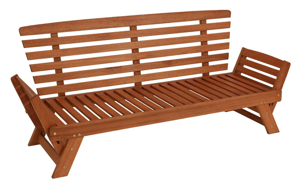 Liegesofa TIROL 202cm, Eukalyptus geölt, Wendeauflage Auflage rot beige